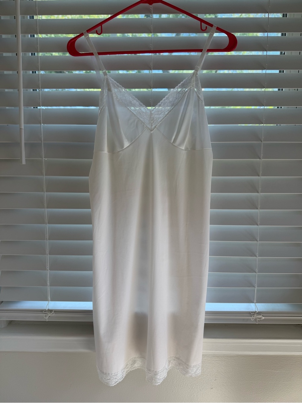 Vintage Vanity Fair White Lace-Trim Slip Dress
